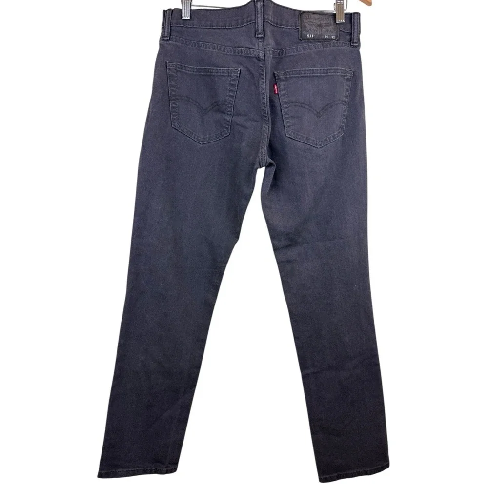 Levis 511 Tapered Slim Fit Men's Denim Jeans Size 34x31 (actual)‎ Charcoal Black